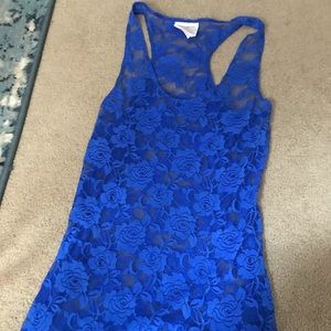 Lace blue see through tank top.